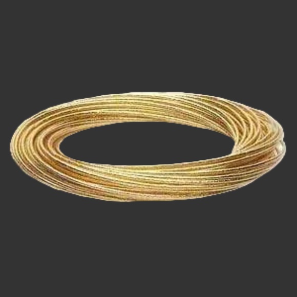 Womens Stainless Steel Gold Interlocking Bangle Bracelet - Picture 1 of 7